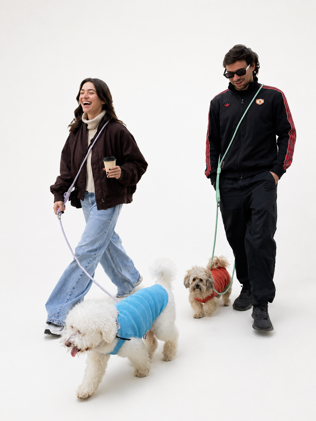 Lilac Adjustable No-Pull Dog Harness & Hands-Free Leash Set