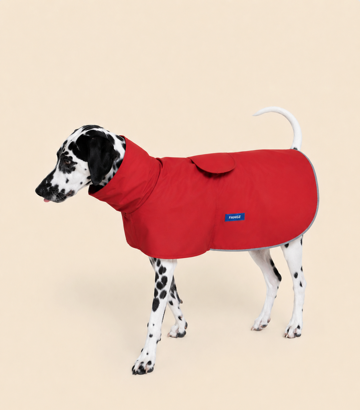 Red on red raincoat