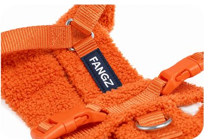 Orange Adjustable No-Pull Dog Harness & Hands-Free Leash Set