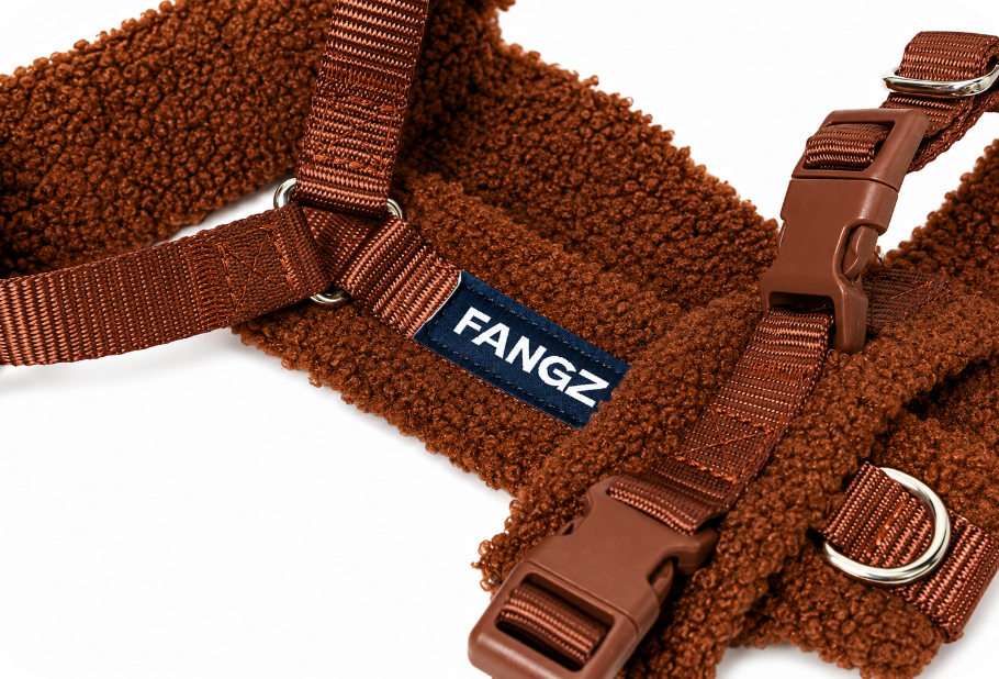 Brown Adjustable No-Pull Dog Harness & Hands-Free Leash Set